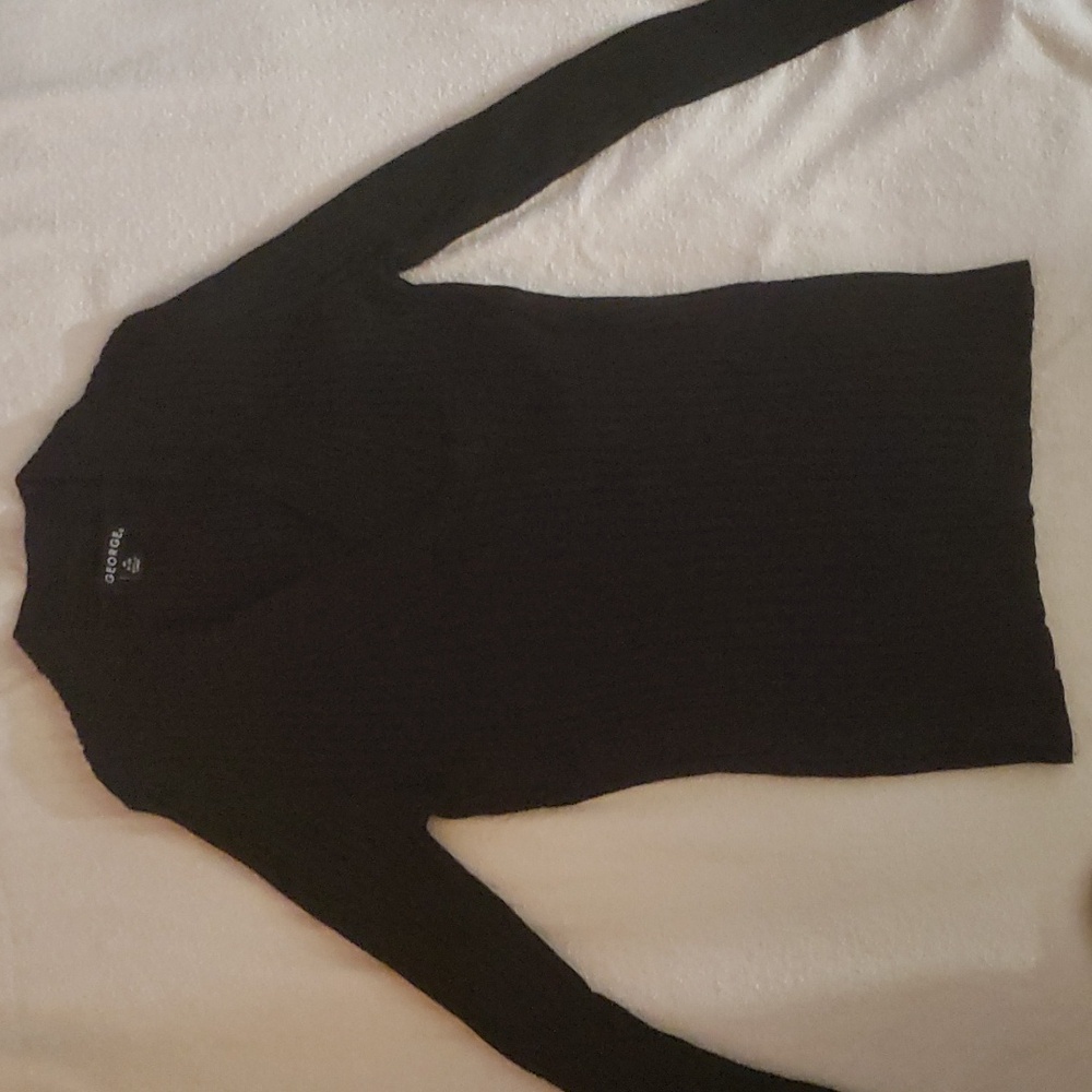 Long Sleeve Black Ribbed Knit Black Sweater
